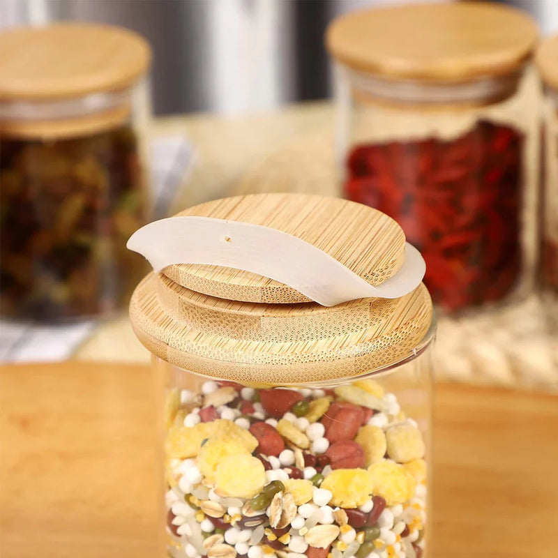 Kit 6 Potes Para Alimentos Com Tampa Bambu 200ML
