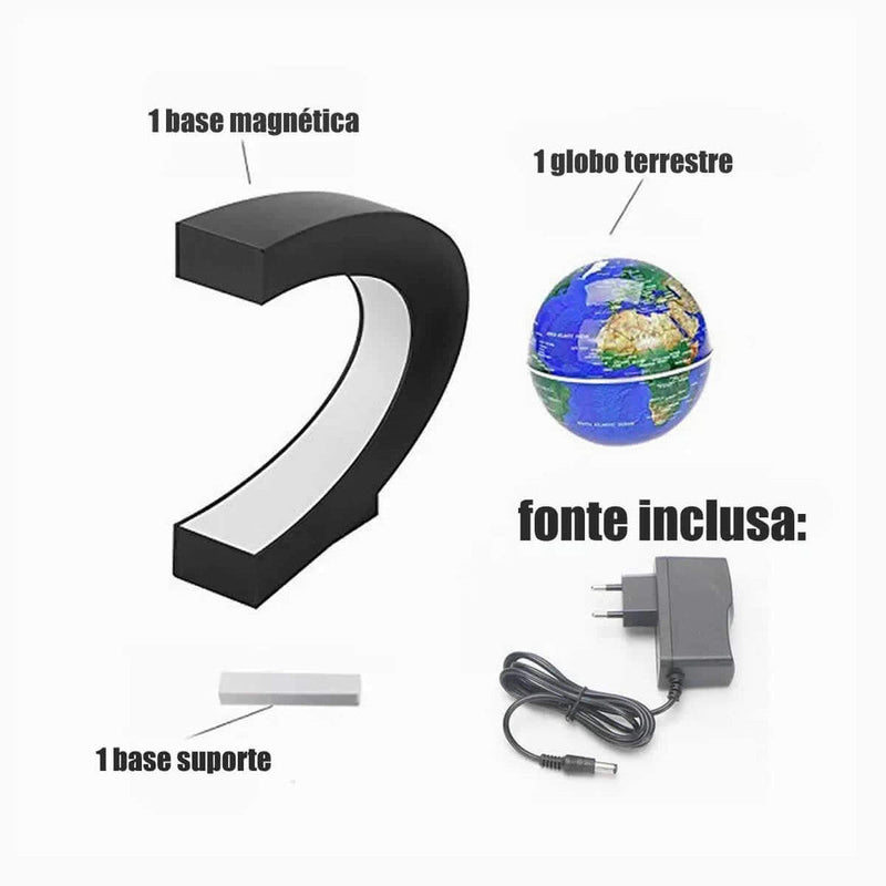Globo Flutuante Magnético - Mapa Do Mundo
