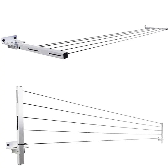 Varal de Roupa Retrátil de Parede em Alumínio