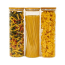 Potes de Vidro com Tampa de Bambu Oikos -  03 Pçs