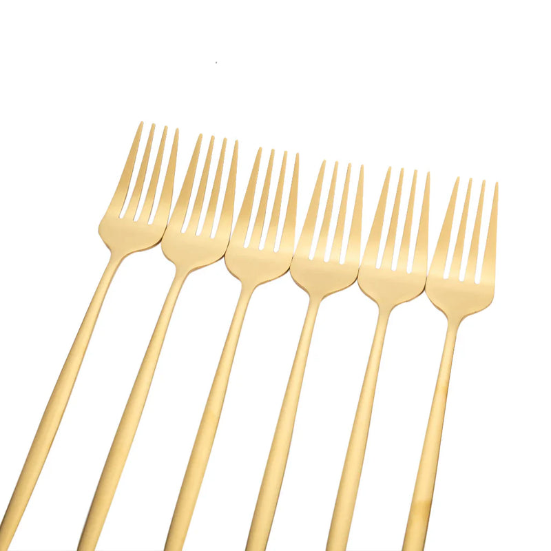 Talheres em Aço Inox Dourado - 24 Peças