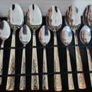 Kit Talheres Floral Dourado com 24 Peças em Aço Inox