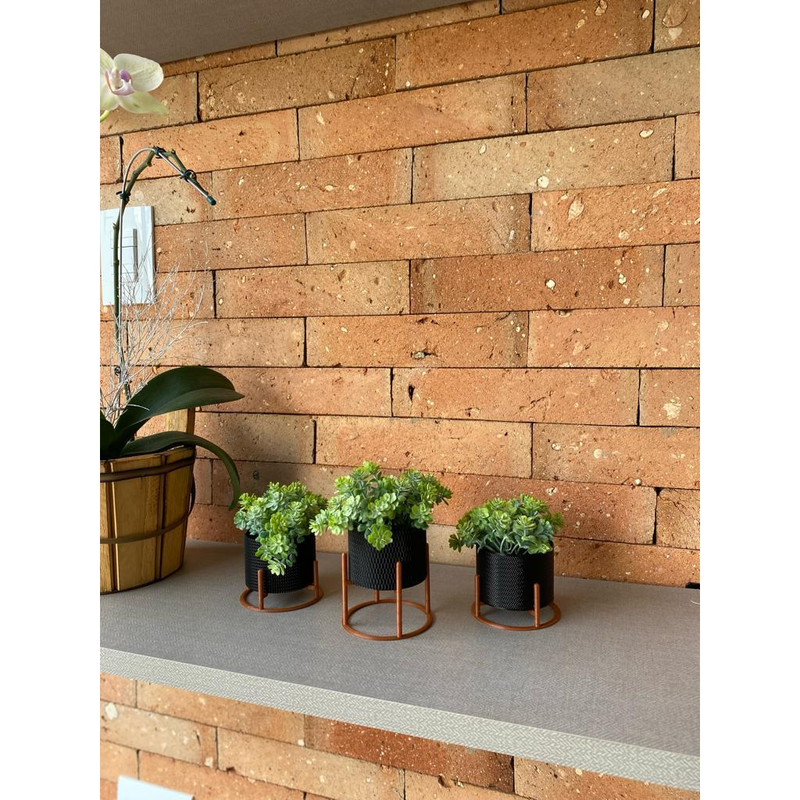 Kit 3 Vasos Com Suporte e Plantas Artificiais Inclusas