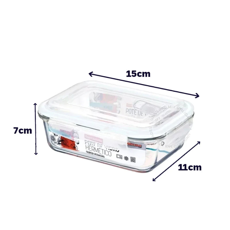Pote de Vidro com Tampa Hermtica Click Glass - 5 Peças