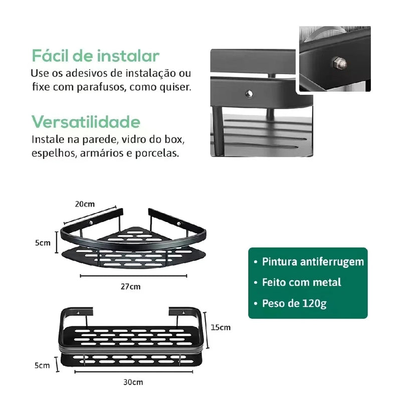 Suporte para Banheiro Sem Furo em Alumínio - Linha Premium