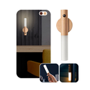 Luminaria Led Recarregável Sensor de Movimento Arandela de Madeira Minimalist Mesa Parede Magnética