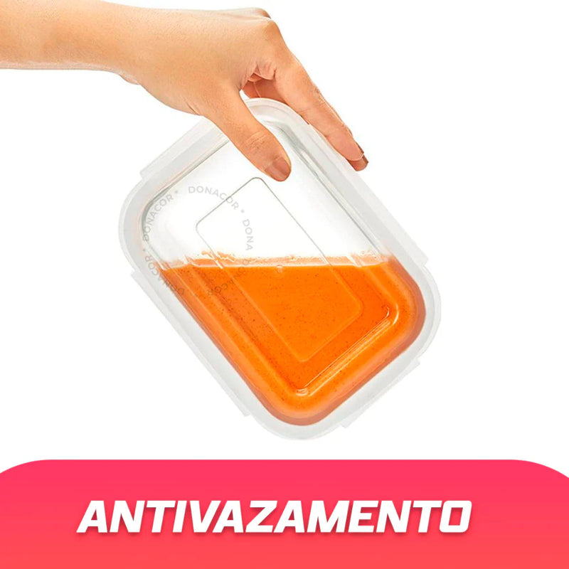 Kit 10 Potes de Vidro 370ml Hermético