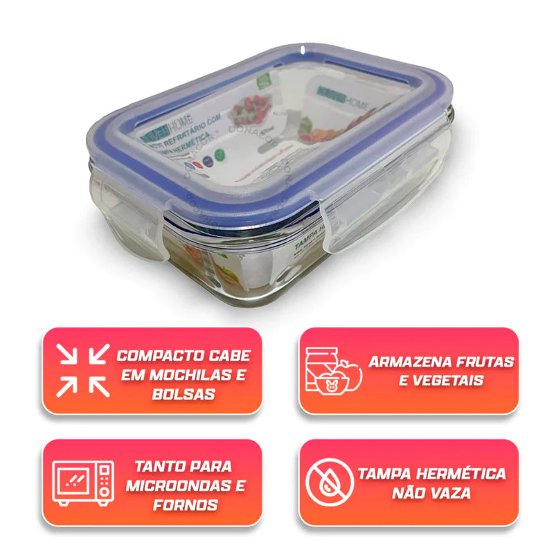 Kit 10 Potes de Vidro 370ml Hermético