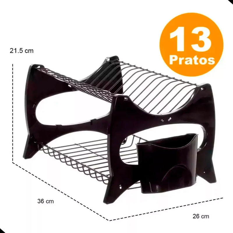 Escorredor De Louça Cozinha Prato Duplo Porta Talheres Metaltru