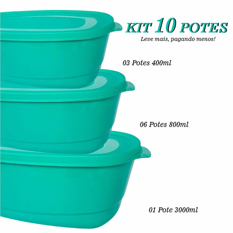 Pote com Tampa Kit 10 Peças - Tiffany