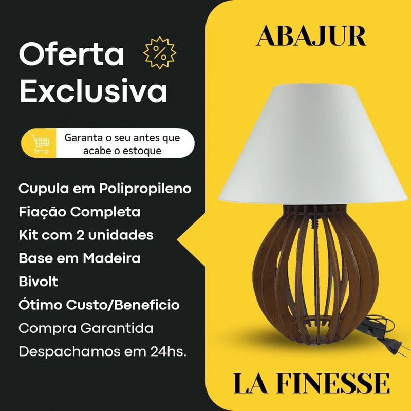 Abajur Design Com Cúpula de Mesa - 2 Peças