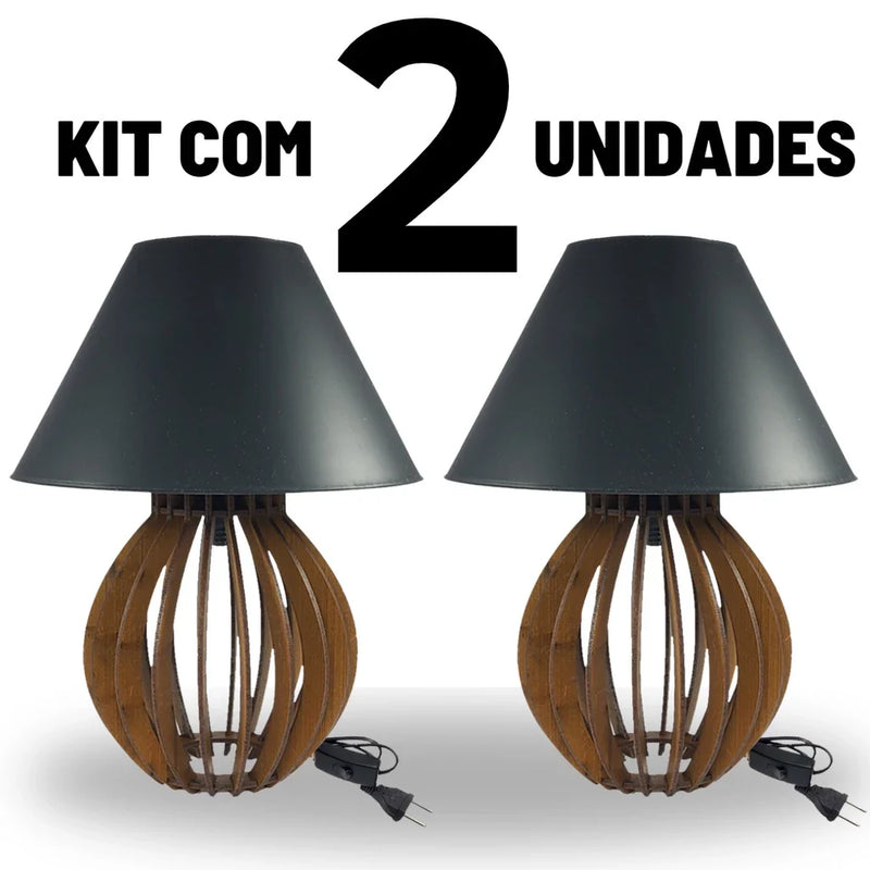 Abajur Design Com Cúpula de Mesa - 2 Peças