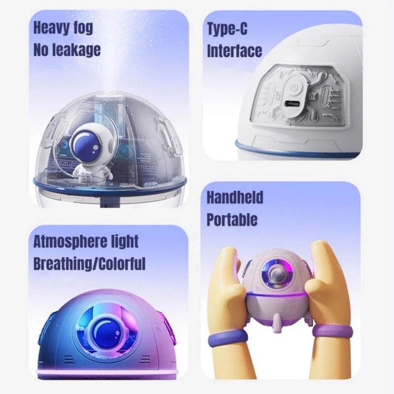 Umidificador de Ar Astronauta Luz LED Colorida Névoa USB